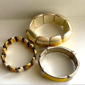 Ann Taylor Bracelet Trio Stretch Hinge Silver Tone. Set of 3.